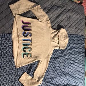 JUSTICE GIRLS LKNWOT L/S CROPPED HOODIE SZ 12